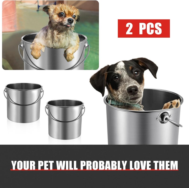 Hsei 2 Pcs Stainless Steel Bucket for Pet Cleaning, 3.2 Gallon Metal Bucket Water Pail with Handle for Fence Kennel Cage Garage Garden Workshop - Image 4